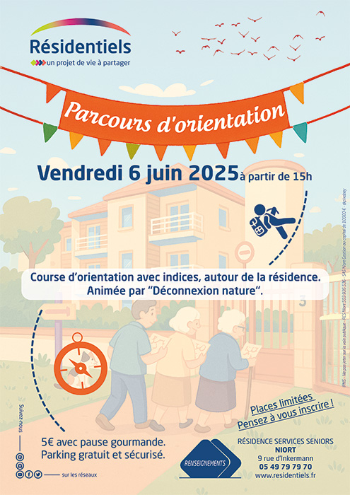 Affiche parcours d'orientation 060625 Residentiels residence seniors Niort