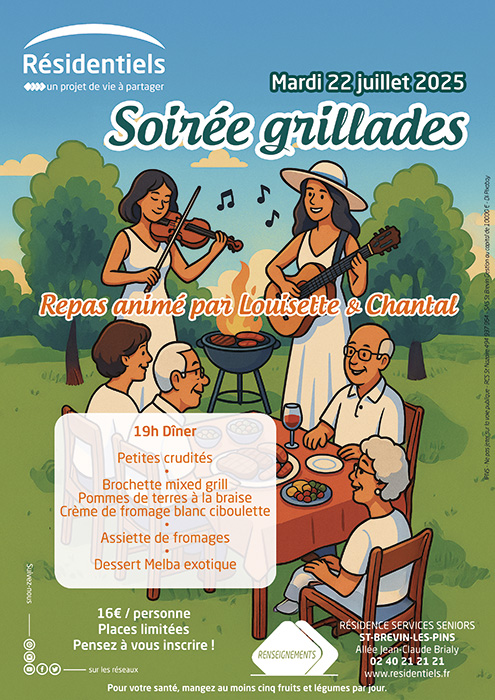 Affiche soirée grillade aux Résidentiels de St-Brevin