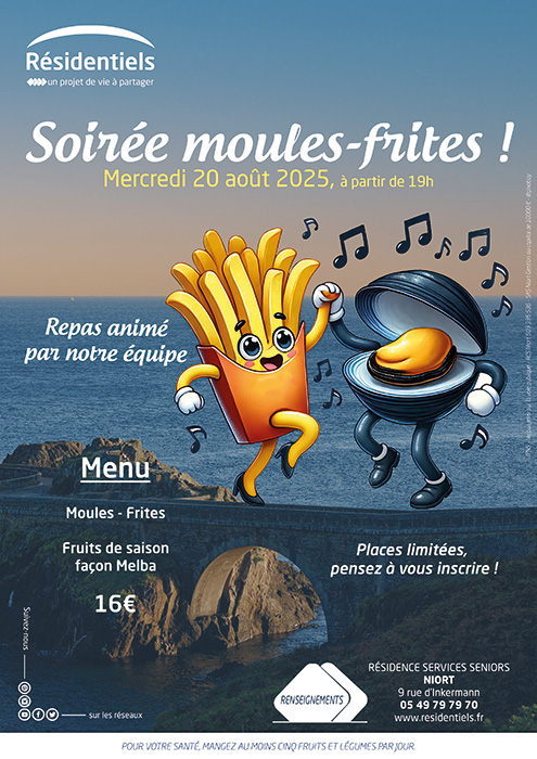 Affiche animations pour residents et personnes âgées résidence senior à Niort Deux-Sèvres