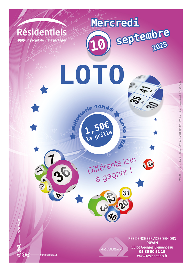 loto aux Residentiels de Royan La Grand-Voile residence seniors