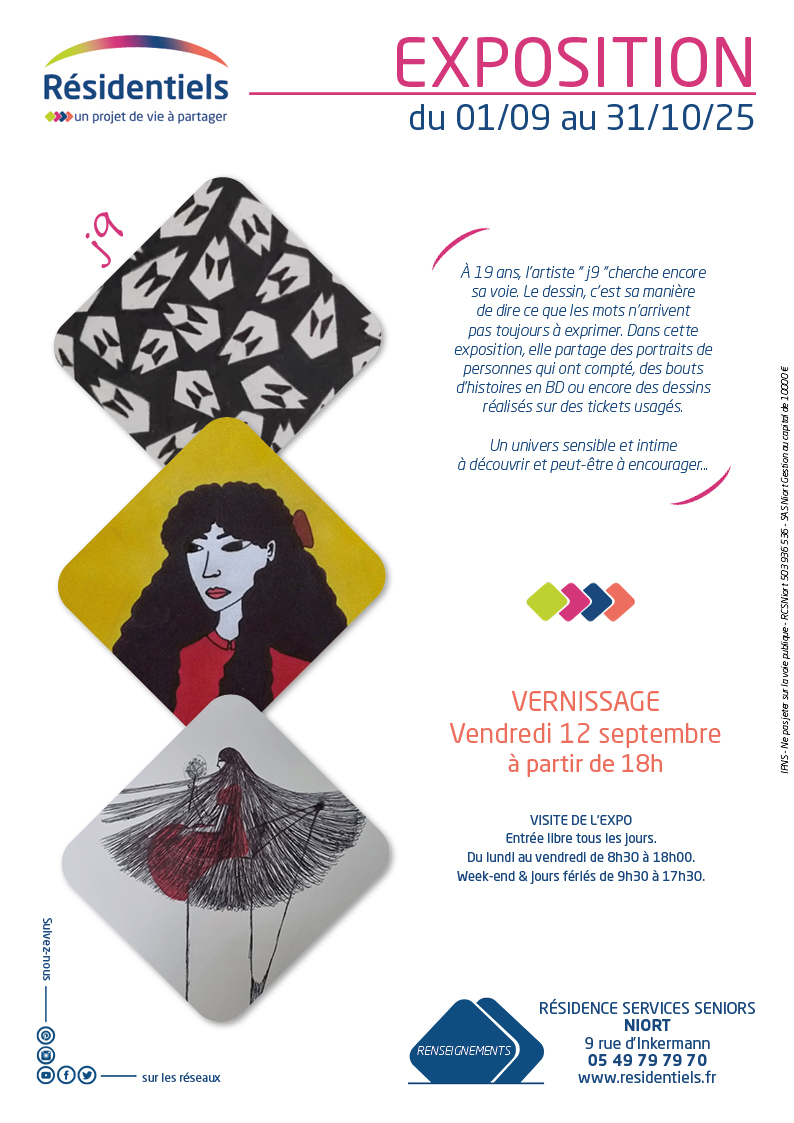 affiche expo aux Residentiels de Niort residence services pour personne âgée