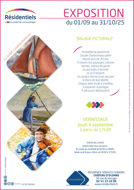 Affiche exposition temporaire en residence services seniors Vendée Château d'Olonne
