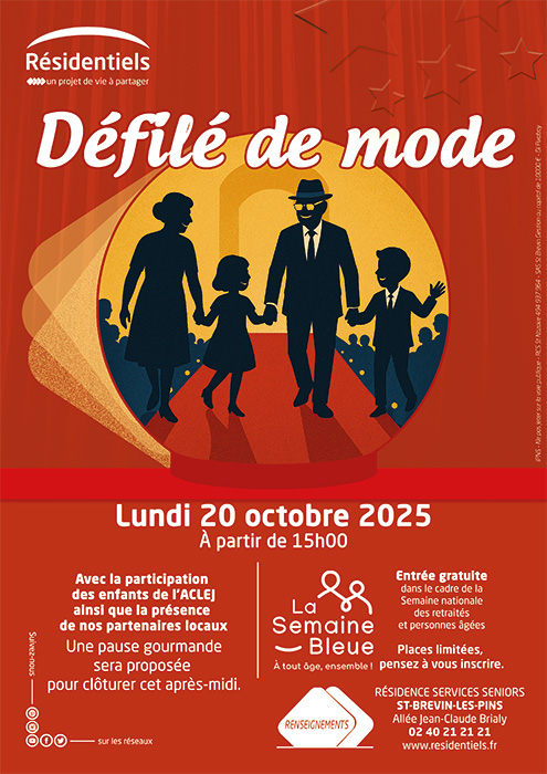 affiche défilé de mode aux Residentiels à St-Brevin résidence seniors