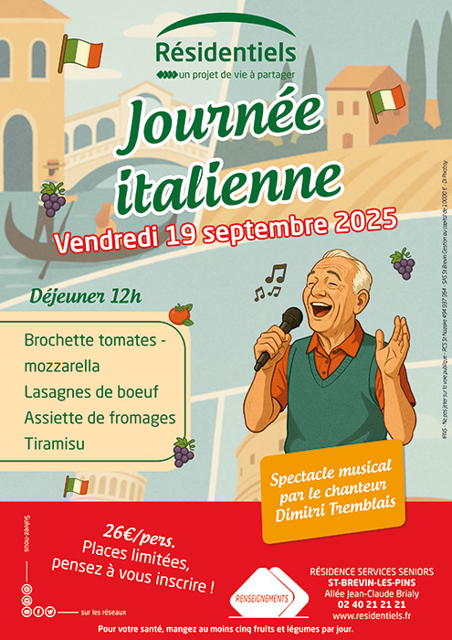 Affiche animations pour seniors aux Résidentiels de St-Brevin