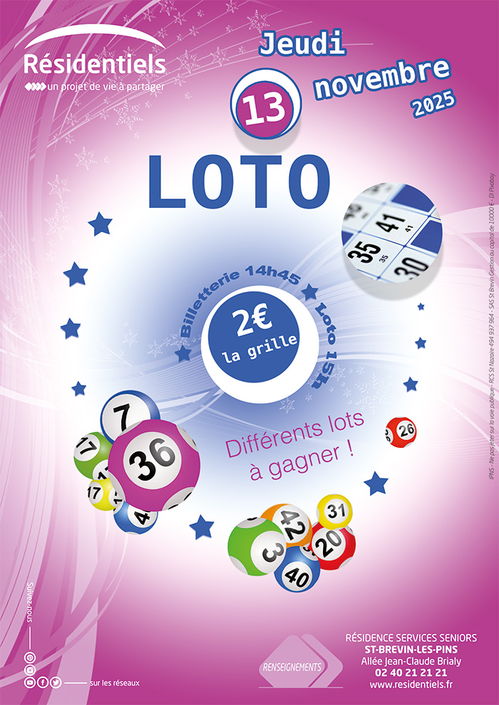 affiche loto aux Residentiels de St-Brevin residence seniors