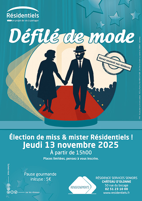 Affiche défilé de mode aux Résidentiels en Vendée résidence seniors