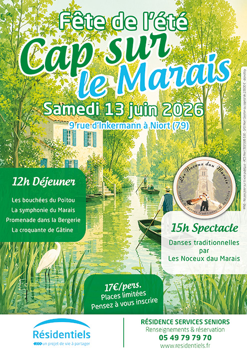 Affiche Cap sur le Marais. Animation à Niort pour les seniors