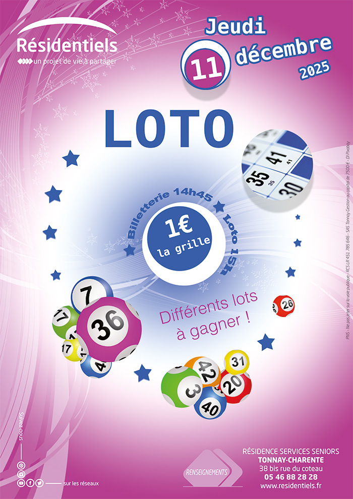 loto pour seniors aux residentiels de tonnay charente