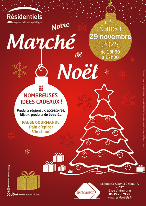 Marché de Noel aux Residentiels de Niort 9 rue d'Inkermann residence seniors