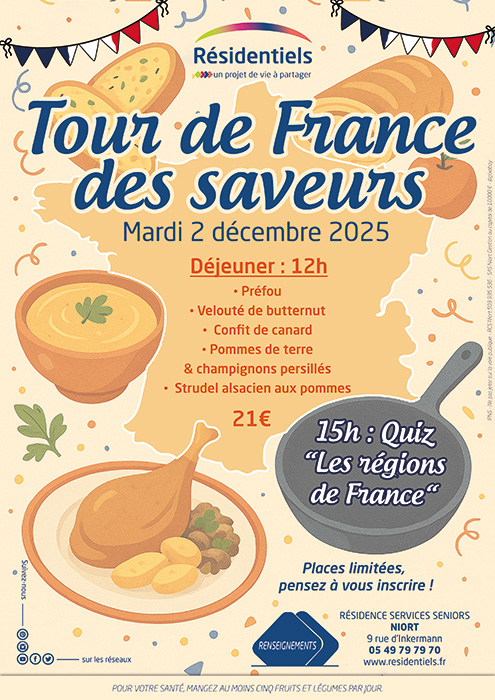 Affiche animation aux Résidentiels de Niort Deux-Sèvres résidences seniors