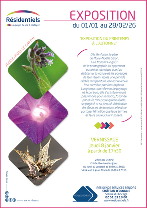 Affiche expo temporaire aux Residentiels Les Sables d'Olonne Vendée
