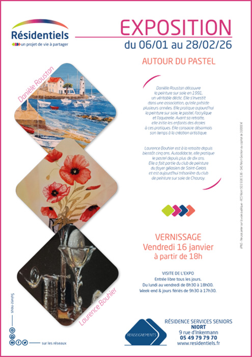 affiche exposition aux Résidentiels de Niort en Deux-Sèvres, residence seniors 