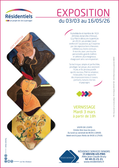affiche exposition à St Brevin en residence seniors Résidentiels