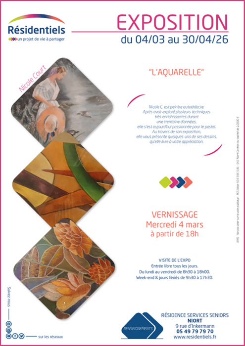 affiche expo temporaire à Niort aux Résidentiels résidences seniors