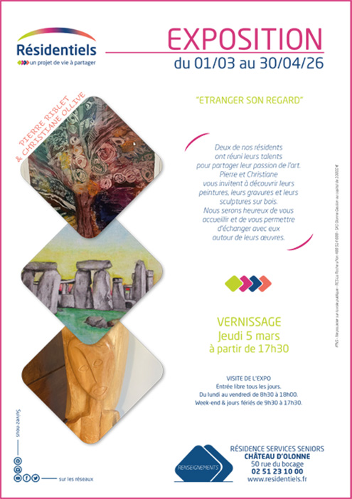 affiche exposition temporaire aux Résidentiels aux Sables d'Olonne résidence senior