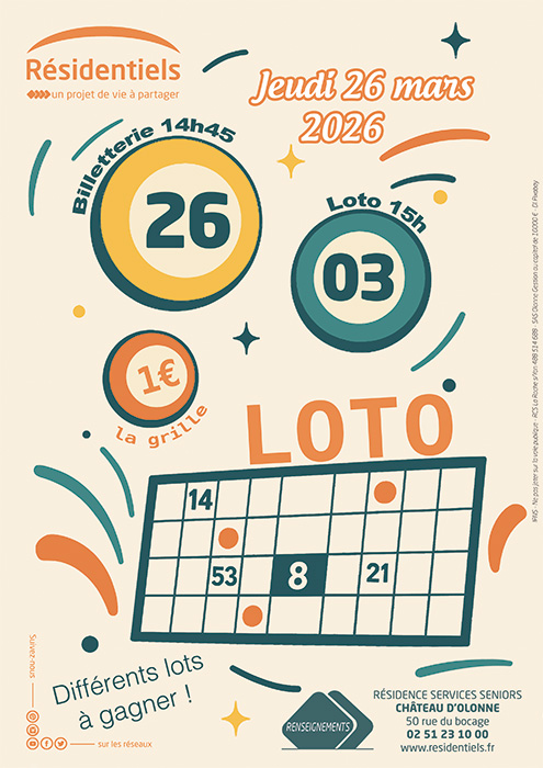 Loto en residence seniors au chateau d'olonne