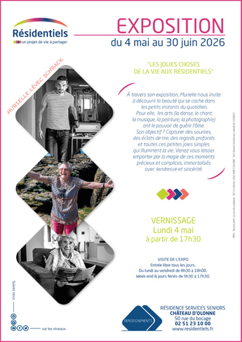 affiche expo temporaire aux Residentiels Les Sables d'Olonne Vendée