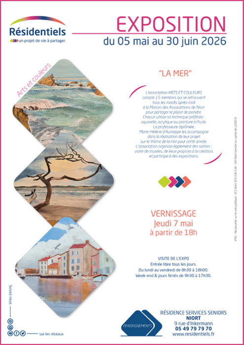 affiche expo aux Residentiels de Niort residence seniors rue Inkermann
