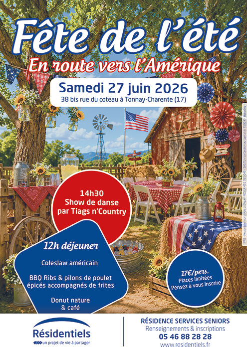 affiche Vignette Fête de l'été aux Résidentiels à Tonnay-Charente. Résidence seniors