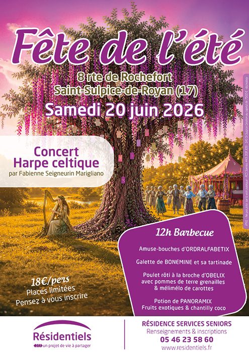 affiche Fête de l'été aux Résidentiels à St-Sulpice de Royan. Résidence seniors