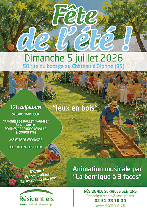 Affiche Fete de l'été aux Résidentiels résidence seniors St Sulpice de Royan