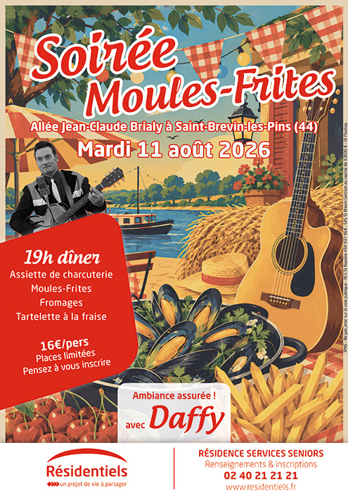 affiche soirée Moules Frites à Saint Brevin les Pins été 2026