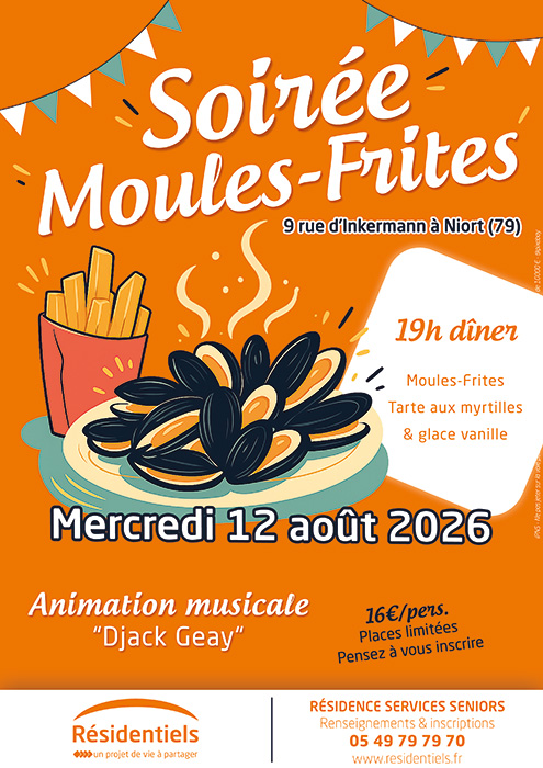 Affiche soiree Moules-Frites à Niort été 2026