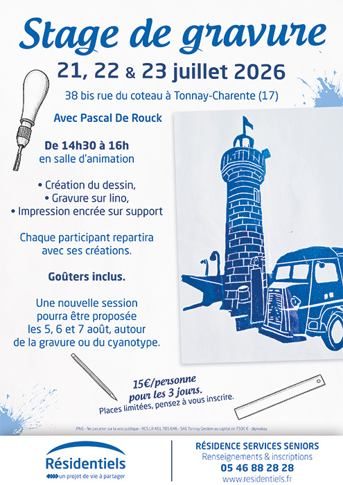 Affiche animation aux Résidentiels de Tonnay-Charente résidence seniors proche Rochefort Charente-Maritime
