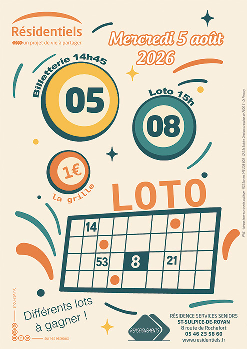 loto en residence seniors à st supice de royan