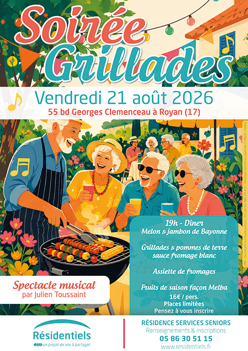 affiche soiree estivale à Royan entre seniors