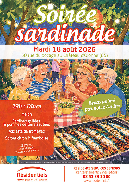 Affiche animations aux Résidentiels des Sables Vendée Résidence pour personnes âgées