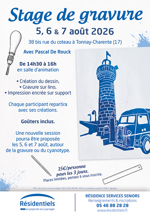 Affiche animation aux Résidentiels de Tonnay-Charente résidence seniors proche Rochefort Charente-Maritime