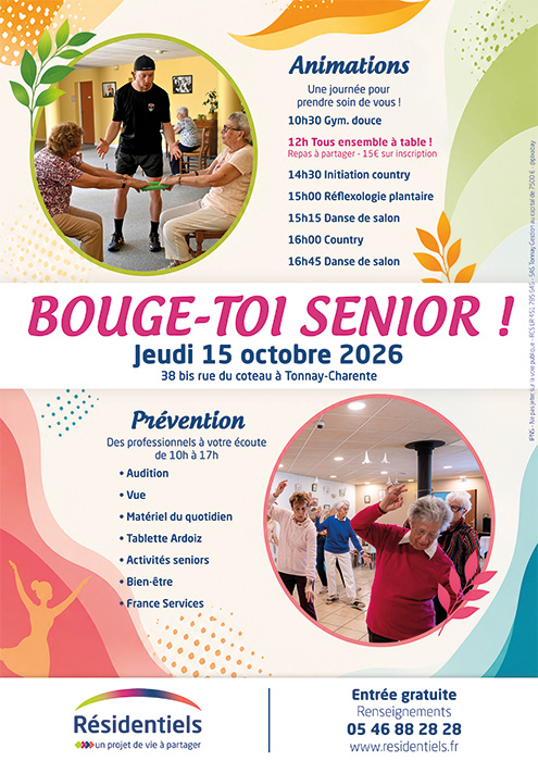 affiche Bouge-toi senior ! Journée organisée aux Résidentiels à Tonnay-Charente