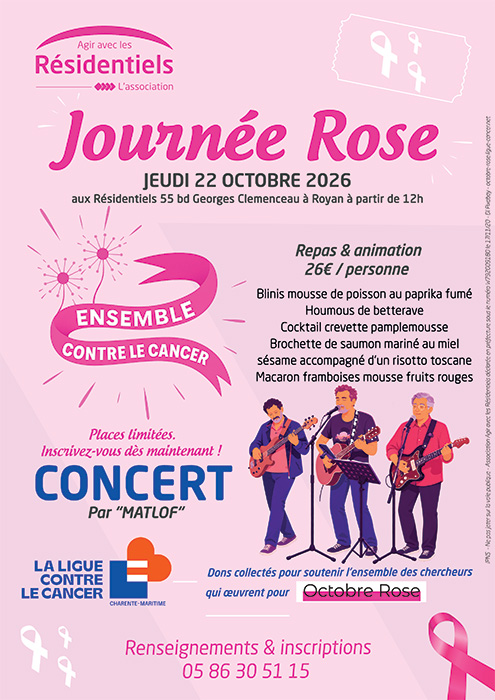 affiche Octobre Rose animation à Royan pour les seniors