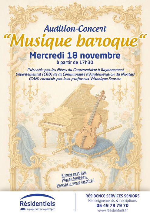 Vignette audition affiche à Niort aux Résidentiels résidence seniors