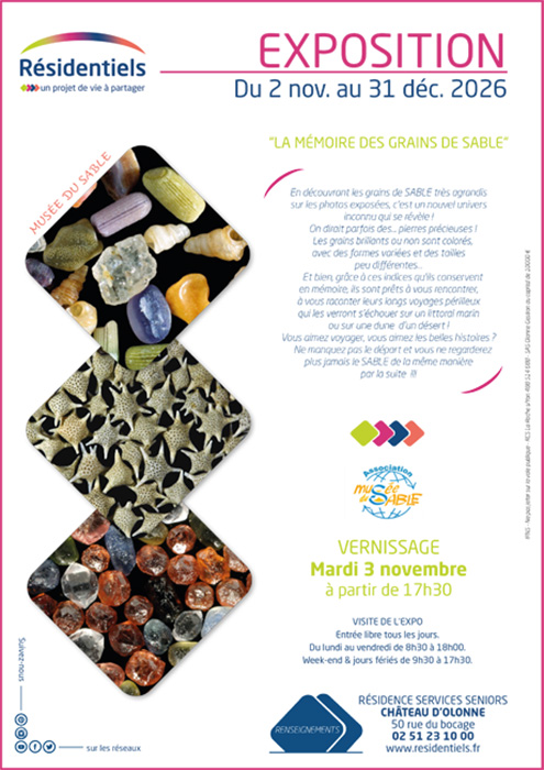 affiche exposition temporaire aux Residentiels Les Sables d'Olonne Vendée